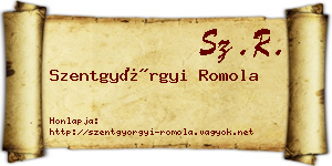 Szentgyörgyi Romola névjegykártya